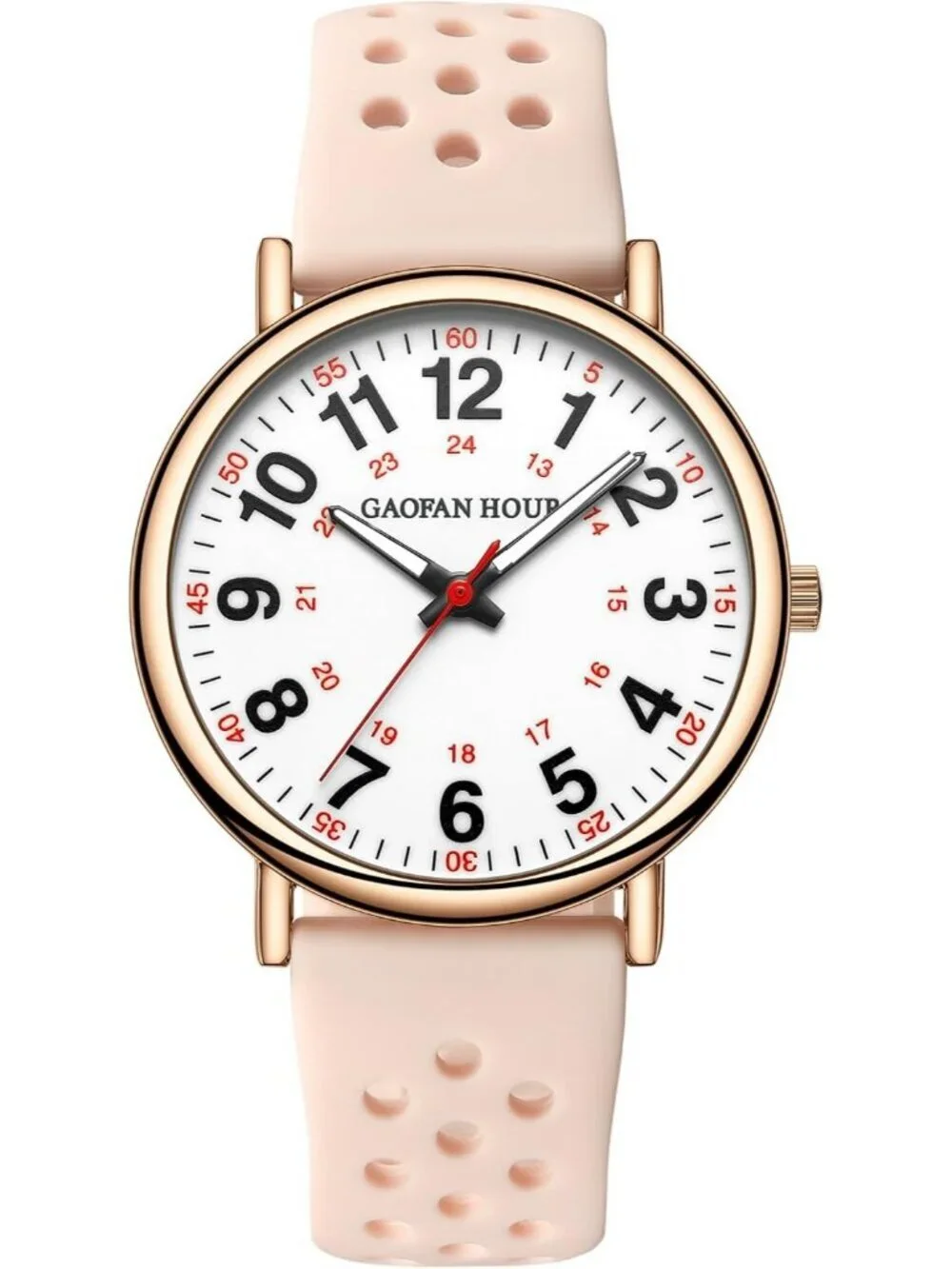 Women's Pink Silicone Band Medical Professionals Luminous Waterproof Nurse Watch